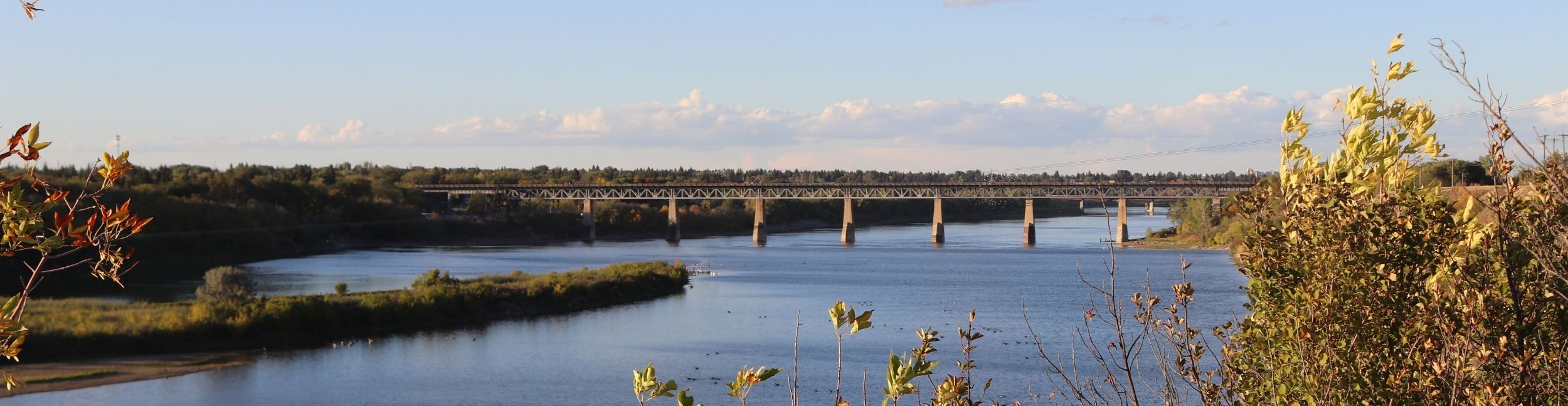 The Train Bridge crosses the South Saskatchewan River Meewasin Saskatoon